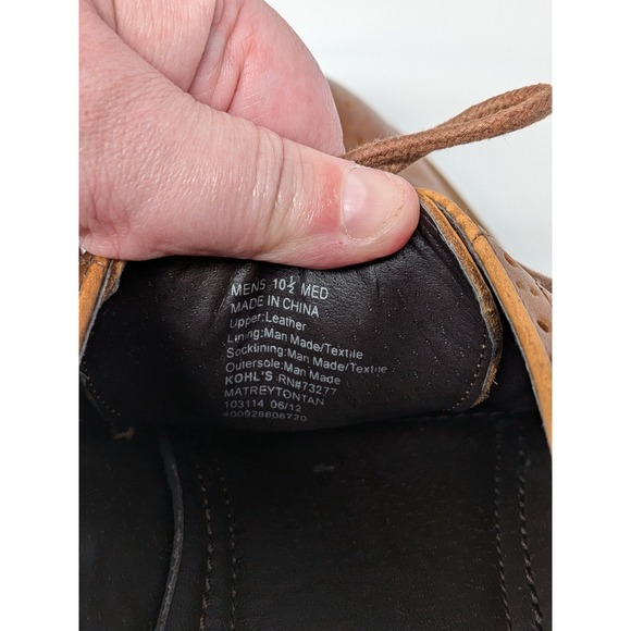 Marc Anthony Mens 10.5 Tan Leather Wingtip Brogue Lug Sole Oxford Dark Academia main image 7
